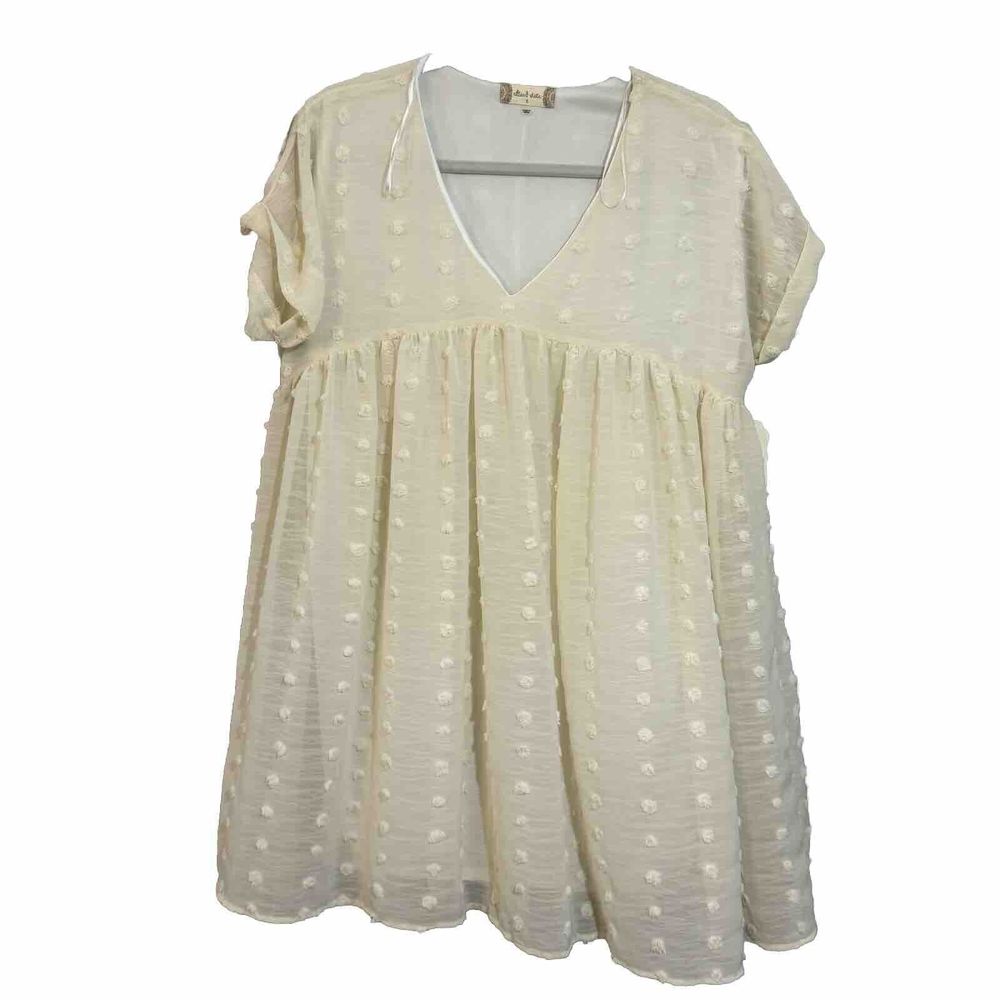 ALTAR'D STATE BABYDOLL DRESS‎ SIZE S CREAM IVORY SWISS DOT LINED NEW